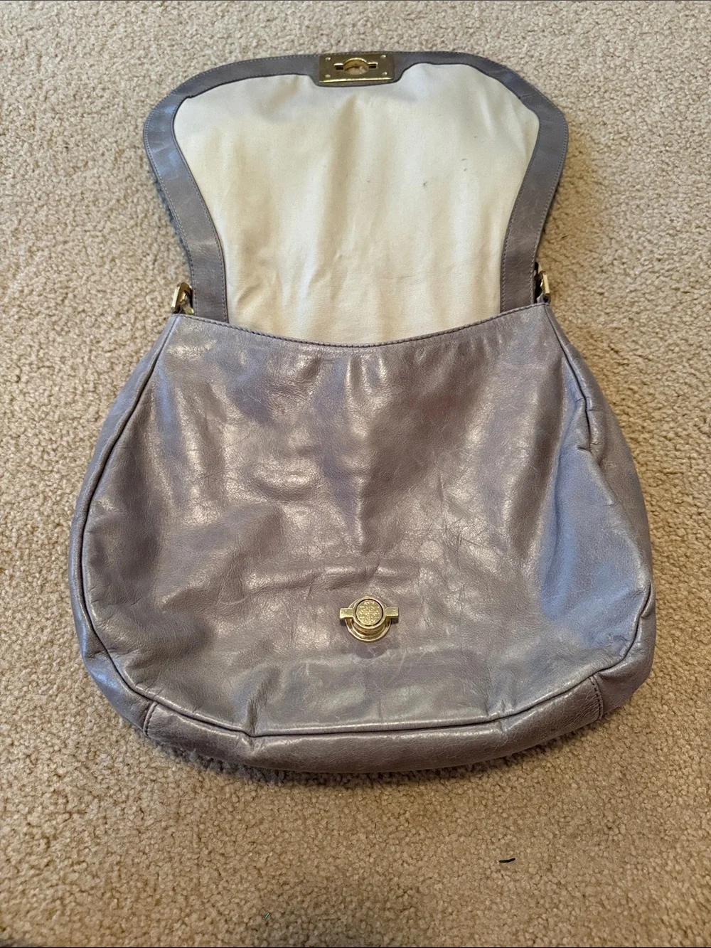 Tory Burch Gray Hobo Shoulder Bag